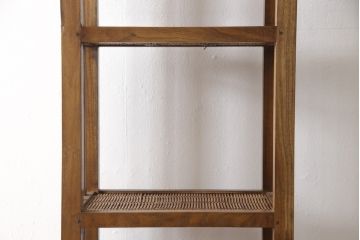 中古　希少な絶版品!　美品　アジアン家具　ヒッカドゥワ(HIKKA DUWA)　チーク材　シンプルな縦型飾り棚(オープンラック、オープンシェルフ)(R-058369)