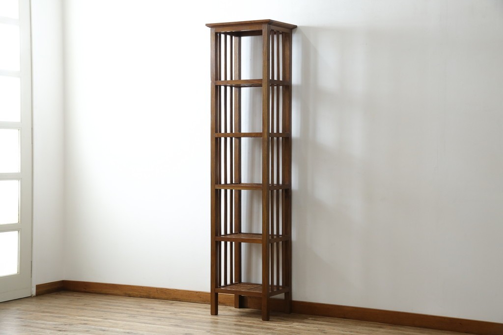 中古　希少な絶版品!　美品　アジアン家具　ヒッカドゥワ(HIKKA DUWA)　チーク材　シンプルな縦型飾り棚　(R-058369)