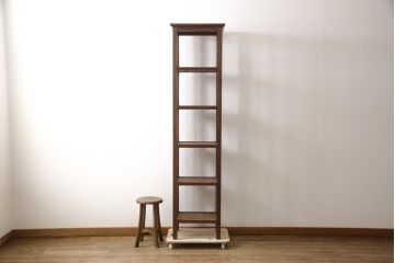 中古　希少な絶版品!　美品　アジアン家具　ヒッカドゥワ(HIKKA DUWA)　チーク材　シンプルな縦型飾り棚(オープンラック、オープンシェルフ)(R-058370)