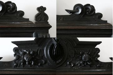 特大最高級!　イギリスアンティーク　オーク材　彫刻の素晴らしいパーラーキャビネット(食器棚、戸棚、収納棚、カップボード)(R-058376)