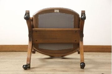 中古　美品　DREXEL HERITAGE(ドレクセルヘリテイジ)　ESPERANTO(エスペラント)　美しい曲線を描く木製フレームが目を惹くキャスター付きチェア(サイドチェア、ダイニングチェア、ワークチェア、椅子、イス)(定価約20万円)(R-058390)