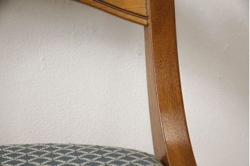中古　美品　DREXEL HERITAGE(ドレクセルヘリテイジ)　ESPERANTO(エスペラント)　美しい曲線を描く木製フレームが目を惹くキャスター付きチェア(サイドチェア、ダイニングチェア、ワークチェア、椅子、イス)(定価約20万円)(R-058391)