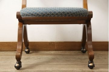 中古　美品　DREXEL HERITAGE(ドレクセルヘリテイジ)　ESPERANTO(エスペラント)　美しい曲線を描く木製フレームが目を惹くキャスター付きチェア(サイドチェア、ダイニングチェア、ワークチェア、椅子、イス)(定価約20万円)(R-058391)