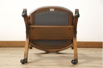 中古　美品　DREXEL HERITAGE(ドレクセルヘリテイジ)　ESPERANTO(エスペラント)　美しい曲線を描く木製フレームが目を惹くキャスター付きチェア(サイドチェア、ダイニングチェア、ワークチェア、椅子、イス)(定価約20万円)(R-058391)