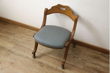 中古　美品　DREXEL HERITAGE(ドレクセルヘリテイジ)　ESPERANTO(エスペラント)　美しい曲線を描く木製フレームが目を惹くキャスター付きチェア(サイドチェア、ダイニングチェア、ワークチェア、椅子、イス)(定価約20万円)(R-058392)