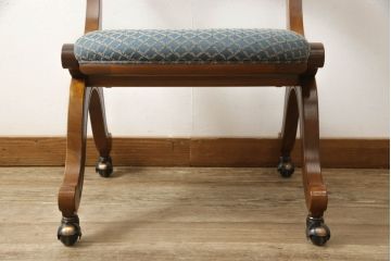 中古　美品　DREXEL HERITAGE(ドレクセルヘリテイジ)　ESPERANTO(エスペラント)　美しい曲線を描く木製フレームが目を惹くキャスター付きチェア(サイドチェア、ダイニングチェア、ワークチェア、椅子、イス)(定価約20万円)(R-058392)
