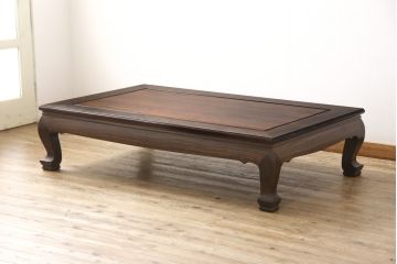 和製ビンテージ　最高級　総縞黒檀材(シマコクタン)　杢目の素晴らしい座卓(ローテーブル、センターテーブル、ヴィンテージ)(R-058410)