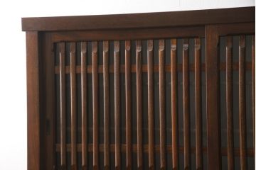 中古　美品　総欅(ケヤキ)材　和モダンな雰囲気を醸し出す二段重ね水屋箪笥(定価約88万円)(キャビネット、食器棚、戸棚、収納棚)(R-058419)