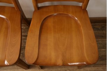中古　美品　横浜クラシック家具　ダニエル(Daniel)　エトランゼ(Etranger)　E-501　エトランジェサイドチェア　背板の凝ったデザインが魅力のダイニングチェア2脚セット(板座チェア、椅子、イス)(2脚で定価約35万円)(R-058426)