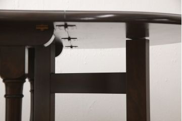 中古　美品　松本民芸家具　28型　天板を折り畳みできるクラシカルなゲートレッグテーブル(バタフライ卓)(ダイニングテーブル、バタフライテーブル、オーバルテーブル)(R-058435)