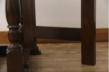 中古　美品　松本民芸家具　28型　天板を折り畳みできるクラシカルなゲートレッグテーブル(バタフライ卓)(ダイニングテーブル、バタフライテーブル、オーバルテーブル)(R-058435)