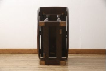 中古　美品　松本民芸家具　28型　天板を折り畳みできるクラシカルなゲートレッグテーブル(バタフライ卓)(ダイニングテーブル、バタフライテーブル、オーバルテーブル)(R-058435)