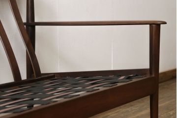 中古　美品　デンマーク　グレーテ・ヤルク(Grete Jalk)デザイン　P.J社製　ローズウッドの滑らかな曲線が美しい2人掛けソファ(二人掛け、2Pソファ)(R-058441)