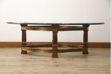 【U様専用】中古　美品　DREXEL HERITAGE(ドレクセルヘリテイジ)　FRANCESCA(フランチェスカ)シリーズ　エレガントなカクテルテーブル(定価約48万円)(センターテーブル、ローテーブル、リビングテーブル、ガラステーブル)(R-058444)
