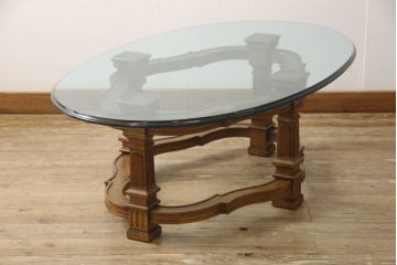 【U様専用】中古　美品　DREXEL HERITAGE(ドレクセルヘリテイジ)　FRANCESCA(フランチェスカ)シリーズ　エレガントなカクテルテーブル(定価約48万円)(センターテーブル、ローテーブル、リビングテーブル、ガラステーブル)(R-058444)