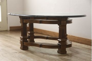 【U様専用】中古　美品　DREXEL HERITAGE(ドレクセルヘリテイジ)　FRANCESCA(フランチェスカ)シリーズ　エレガントなカクテルテーブル(定価約48万円)(センターテーブル、ローテーブル、リビングテーブル、ガラステーブル)(R-058444)