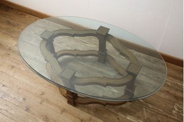 【U様専用】中古　美品　DREXEL HERITAGE(ドレクセルヘリテイジ)　FRANCESCA(フランチェスカ)シリーズ　エレガントなカクテルテーブル(定価約48万円)(センターテーブル、ローテーブル、リビングテーブル、ガラステーブル)(R-058444)