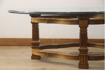 【U様専用】中古　美品　DREXEL HERITAGE(ドレクセルヘリテイジ)　FRANCESCA(フランチェスカ)シリーズ　エレガントなカクテルテーブル(定価約48万円)(センターテーブル、ローテーブル、リビングテーブル、ガラステーブル)(R-058444)