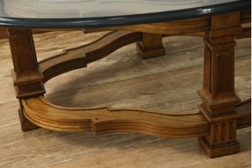 【U様専用】中古　美品　DREXEL HERITAGE(ドレクセルヘリテイジ)　FRANCESCA(フランチェスカ)シリーズ　エレガントなカクテルテーブル(定価約48万円)(センターテーブル、ローテーブル、リビングテーブル、ガラステーブル)(R-058444)
