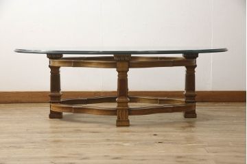 【U様専用】中古　美品　DREXEL HERITAGE(ドレクセルヘリテイジ)　FRANCESCA(フランチェスカ)シリーズ　エレガントなカクテルテーブル(定価約48万円)(センターテーブル、ローテーブル、リビングテーブル、ガラステーブル)(R-058444)
