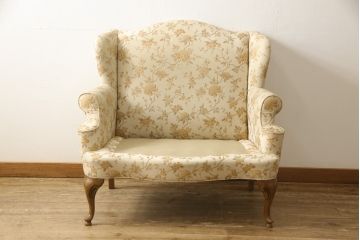 中古　アメリカ輸入モデル　DREXEL HERITAGE(ドレクセルヘリテイジ)　 Upholstery(アップホルスタリー)　上品な色合いと花柄が優しい雰囲気を醸し出す1人掛けソファ(定価約60万円)(一人掛け、アームチェア)(R-058462)