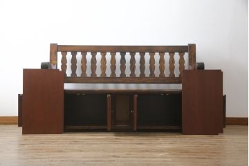 中古　美品　九州民芸家具　激レア!落ち着きのある空間づくりにおすすめの収納付きベンチ(長椅子、板座、ダイニングチェア)(定価約60万円)(R-058481)