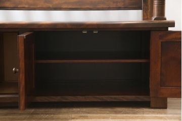 中古　美品　九州民芸家具　激レア!落ち着きのある空間づくりにおすすめの収納付きベンチ(長椅子、板座、ダイニングチェア)(定価約60万円)(R-058481)