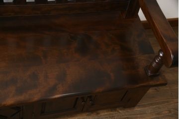 中古　美品　九州民芸家具　激レア!落ち着きのある空間づくりにおすすめの収納付きベンチ(長椅子、板座、ダイニングチェア)(定価約60万円)(R-058481)