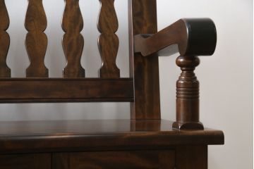 中古　美品　九州民芸家具　激レア!落ち着きのある空間づくりにおすすめの収納付きベンチ(長椅子、板座、ダイニングチェア)(定価約60万円)(R-058481)