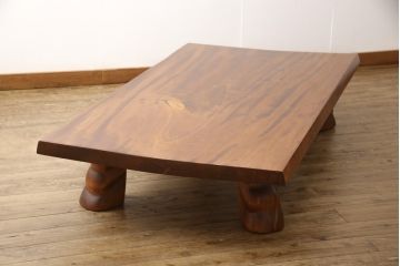 中古　栃の木一枚板　木の温もりを存分に感じられる座卓(ローテーブル、センターテーブル)(R-058483)