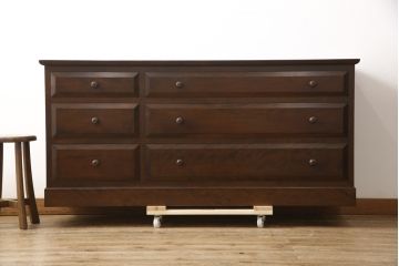 中古　美品　松本民芸家具　E-33型　落ち着きのある色味が素敵なローチェスト(ローボード、引き出し、テレビボード)(R-058500)