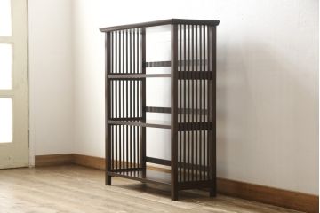 中古　美品　松本民芸家具　#117型　和モダンスタイルにおすすめ!格子が魅力的な書棚(飾り棚、本棚、オープンラック)(R-058502)