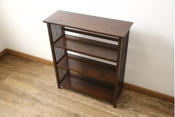 中古　美品　松本民芸家具　#117型　和モダンスタイルにおすすめ!格子が魅力的な書棚(飾り棚、本棚、オープンラック)(R-058502)