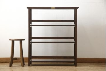 中古　美品　松本民芸家具　#117型　和モダンスタイルにおすすめ!格子が魅力的な書棚(飾り棚、本棚、オープンラック)(R-058502)