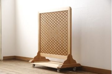 中古　美品　組子入り　上質な和の空間づくりにおすすめの衝立て(定価約120万円)(パーテーション、仕切り、つい立て)(R-058508)