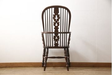 中古　美品　松本民芸家具　#44A型　洋風のクラシカルなデザインが美しいウィンザーチェア(定価約18万円)(アームチェア、板座チェア、椅子、イス、ウインザーチェア)(R-058512)