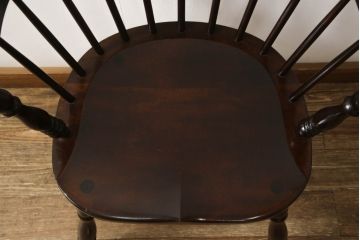中古　松本民芸家具　#91型　落ち着きのある大人カフェ風インテリアが叶うキャプテンチェア(アームチェア、板座チェア、椅子、ダイニングチェア)(R-058513)