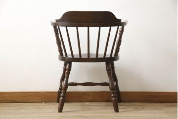中古　松本民芸家具　#91型　落ち着きのある大人カフェ風インテリアが叶うキャプテンチェア(アームチェア、板座チェア、椅子、ダイニングチェア)(R-058515)
