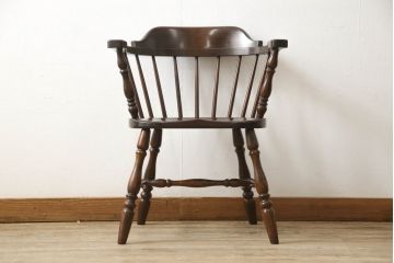 中古　松本民芸家具　#91型　落ち着きのある大人カフェ風インテリアが叶うキャプテンチェア(アームチェア、板座チェア、椅子、ダイニングチェア)(R-058516)