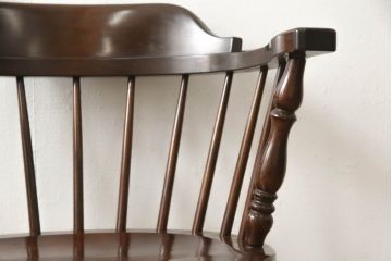中古　松本民芸家具　#91型　落ち着きのある大人カフェ風インテリアが叶うキャプテンチェア(アームチェア、板座チェア、椅子、ダイニングチェア)(R-058516)