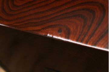 和製ビンテージ　三方欅(ケヤキ)材　唐獅子金具　木地呂塗り　力強い木目と迫力ある唐獅子が目を引く仙台民芸箪笥(仙台箪笥、収納箪笥、和タンス、引き出し、ヴィンテージ)(R-058520)