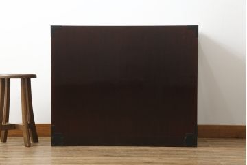 和製ビンテージ　三方欅(ケヤキ)材　唐獅子金具　木地呂塗り　力強い木目と迫力ある唐獅子が目を引く仙台民芸箪笥(仙台箪笥、収納箪笥、和タンス、引き出し、ヴィンテージ)(R-058520)
