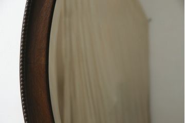 イギリスアンティーク　オーク材　縁の装飾がアクセントのオーバルミラー(鏡)(R-058521)