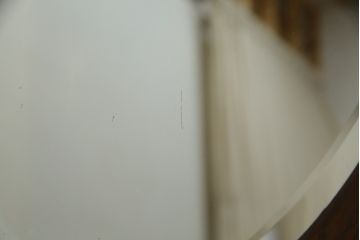 イギリスアンティーク　オーク材　縁の装飾がアクセントのオーバルミラー(鏡)(R-058521)