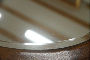 イギリスアンティーク　オーク材　縁の装飾がアクセントのオーバルミラー(鏡)(R-058522)