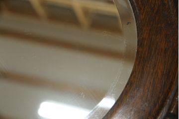 イギリスアンティーク　オーク材　縁の装飾がアクセントのオーバルミラー(鏡)(R-058522)