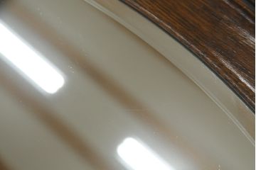 イギリスアンティーク　オーク材　縁の装飾がアクセントのオーバルミラー(鏡)(R-058522)