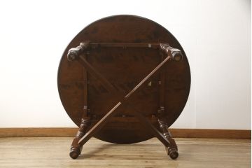 中古　松本民芸家具　クラシカルな雰囲気が漂うE型ラウンドテーブル(定価約26万円)(丸テーブル、ダイニングテーブル、2人掛け)(R-058526)