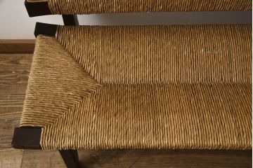中古　美品　松本民芸家具　アジアンテイストの空間づくりにおすすめ!涼しげな雰囲気を醸しだす202型ラッシベンチ(長椅子)(定価約50万円)(R-058527)