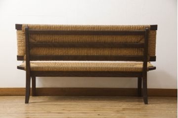 中古　美品　松本民芸家具　アジアンテイストの空間づくりにおすすめ!涼しげな雰囲気を醸しだす202型ラッシベンチ(長椅子)(定価約50万円)(R-058527)